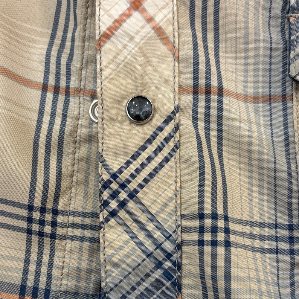 Men's Plaid Short Sleeve Shirt - Blue and Tan - Picture 3 of 7